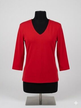 LBH Red V-Neck 3/4 Sleeve Top From Amazon
